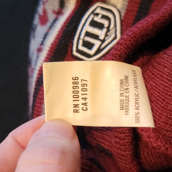 NHL OLD TIME HOCKEY 🏒 Deep Red|White|Gray Embroided Beanie Hat w/Braided Tassel - Picture 14 of 14